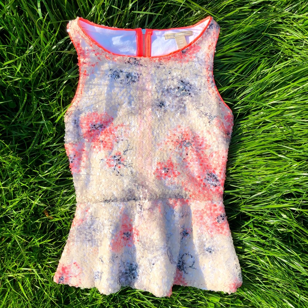 Floral Sequin Peplum Blouse